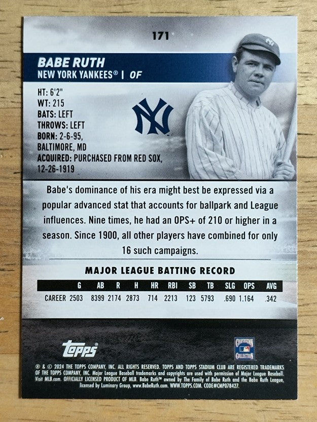 2024 Stadium Club Pink Foil #171 Babe Ruth