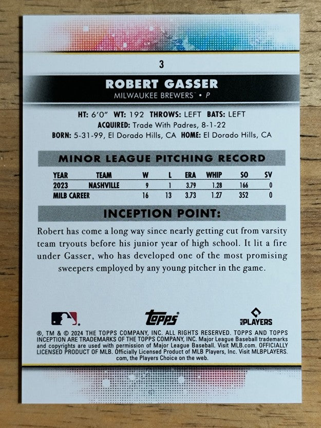 2024 Topps Inception Yellow #3 Robert Gasser