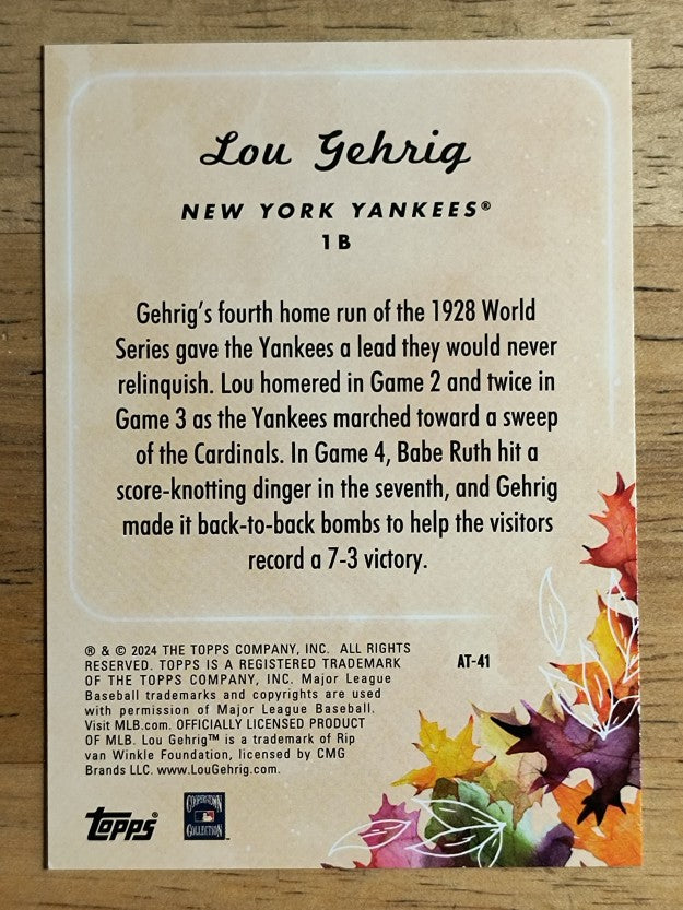2024 Topps Update Autumn Tales #AT41 Lou Gehrig