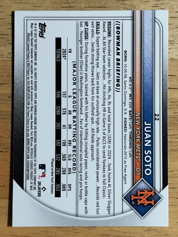 2025 Bowman Chrome Bowman Mega Box #22 Juan Soto