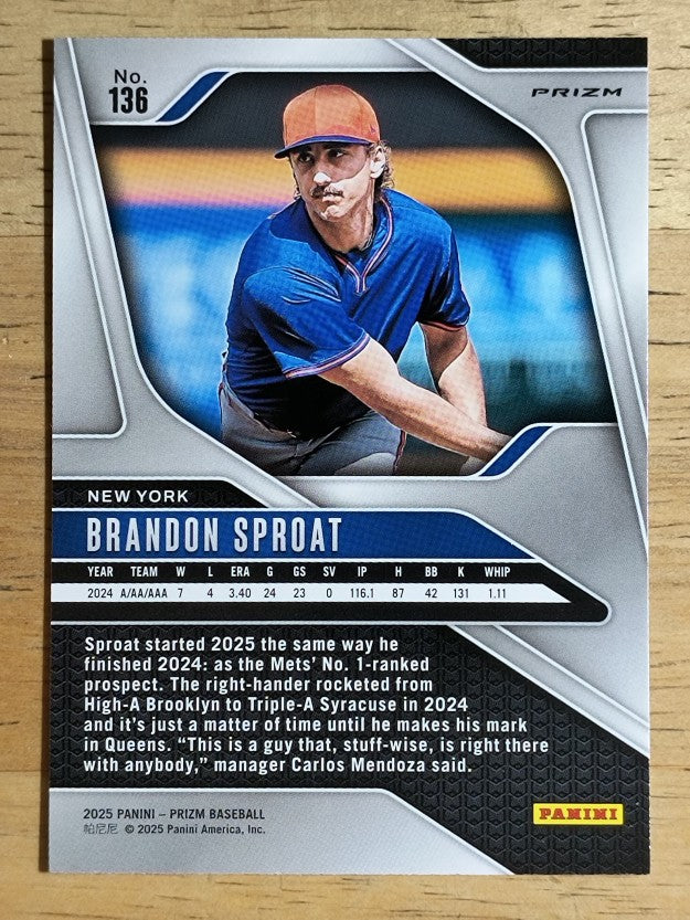 2025 Panini Prizm Prizms Red Ice #136 Brandon Sproat