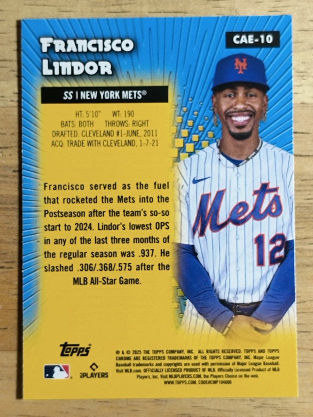 2025 Topps Chrome All Etch #CAE10 Francisco Lindor
