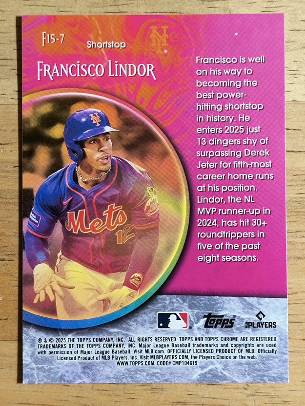 2025 Topps Chrome Fortune 15 #F157 Francisco Lindor