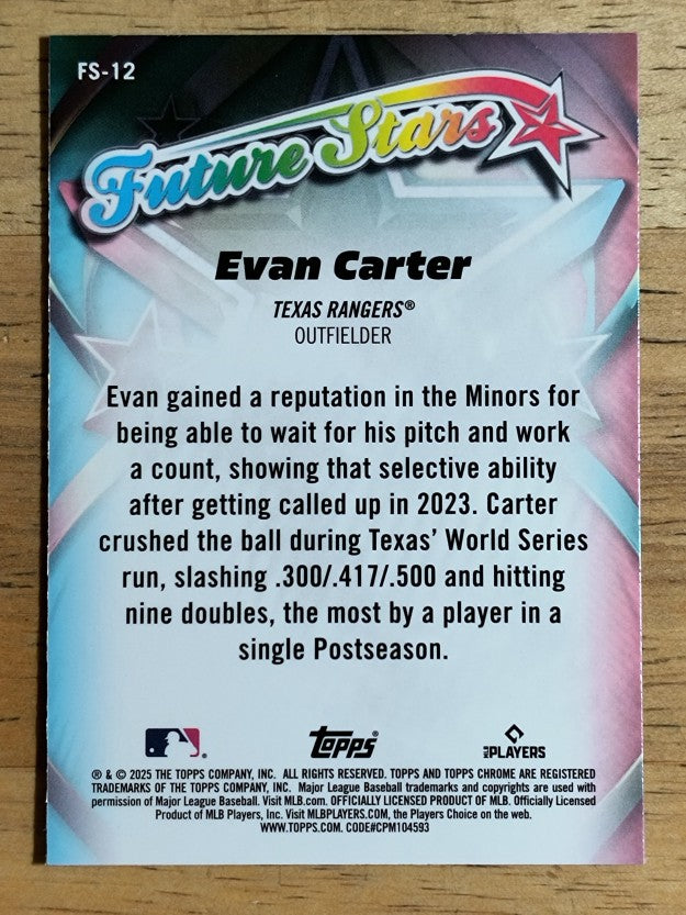 2025 Topps Chrome Future Stars #FS12 Evan Carter
