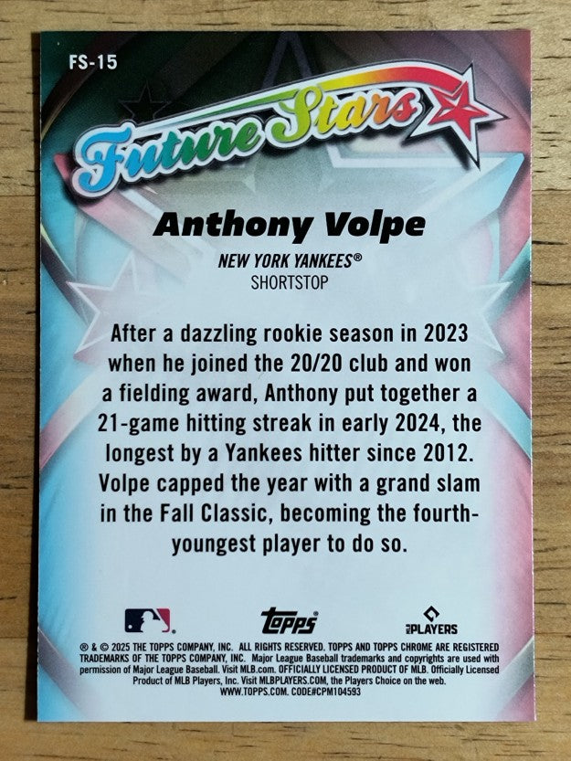 2025 Topps Chrome Future Stars #FS15 Anthony Volpe