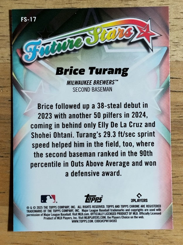 2025 Topps Chrome Future Stars #FS17 Brice Turang