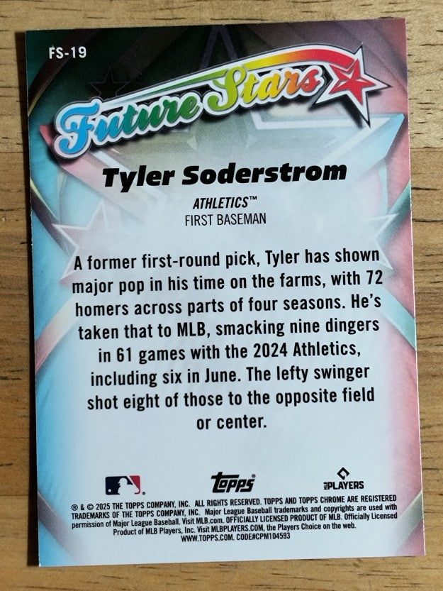 2025 Topps Chrome Future Stars #FS19 Tyler Soderstrom