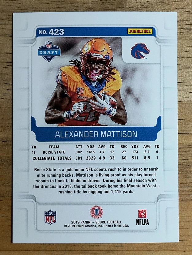 2019 Score #423 Alexander Mattison RC