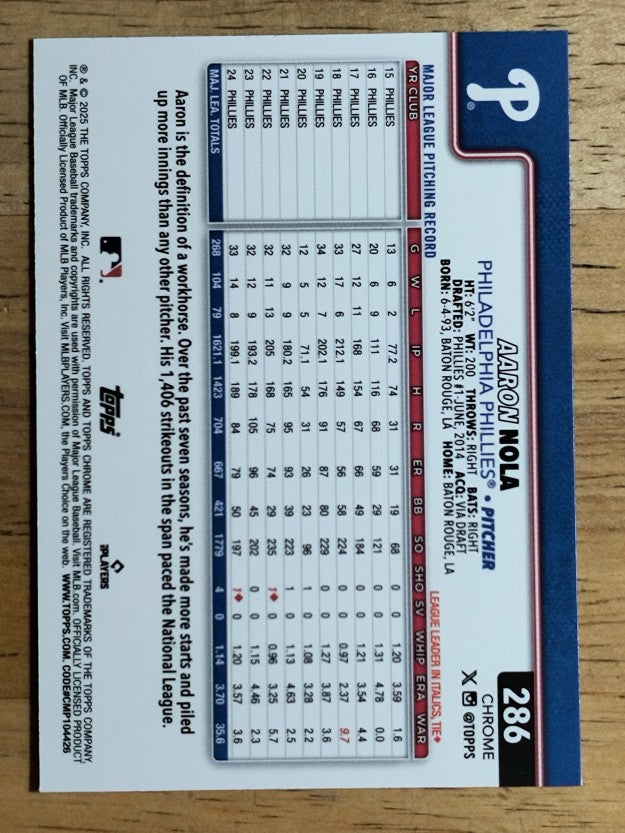 2025 Topps Chrome Logofractor #286 Aaron Nola