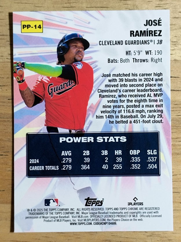 2025 Topps Chrome Power Players #PP14 Jose Ramirez