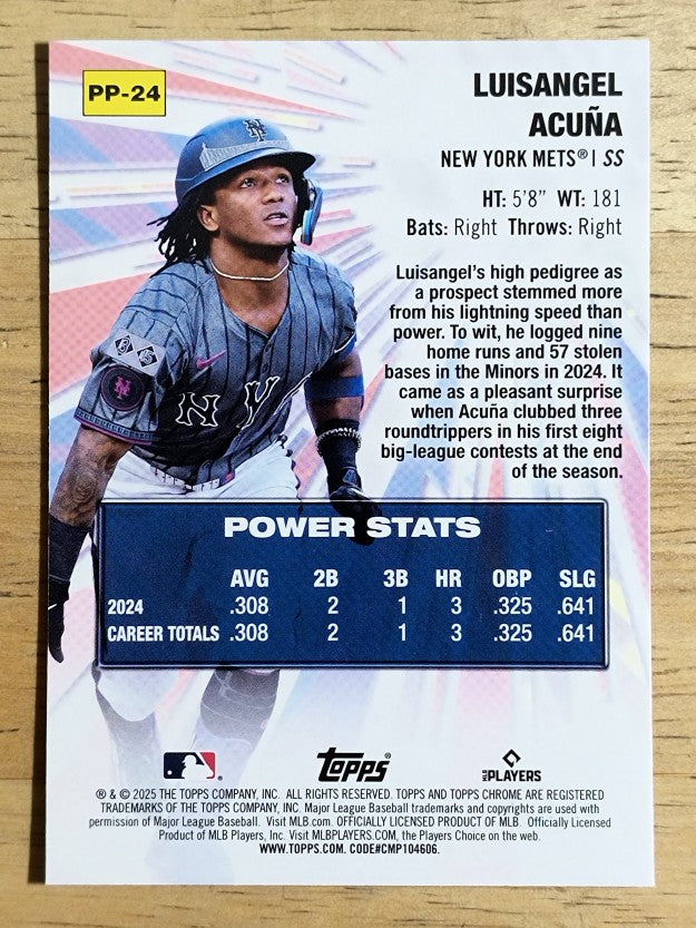 2025 Topps Chrome Power Players #PP24 Luisangel Acuna