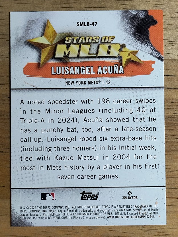 2025 Topps Stars Of MLB #SMLB47 Luisangel Acuna