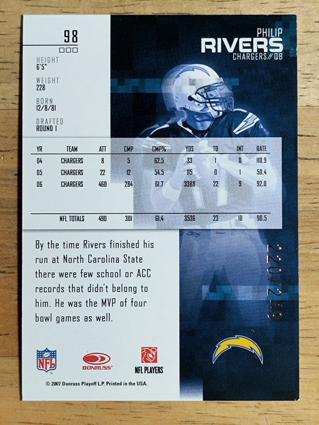 2007 Leaf Rookies and Stars Silver #98 Philip Rivers (NM)