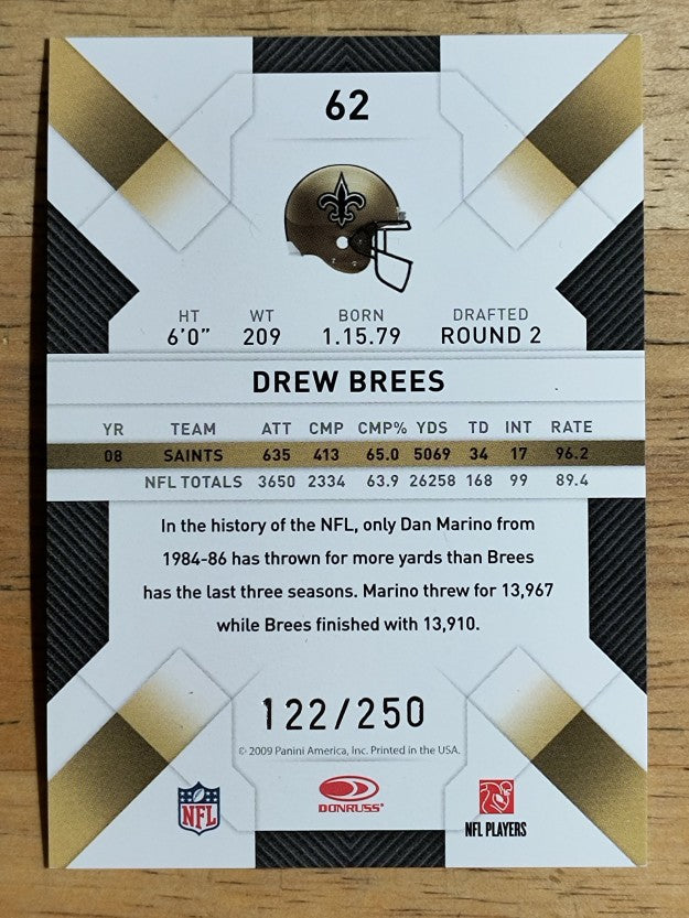 2009 Donruss Threads Silver Holofoil #62 Drew Brees