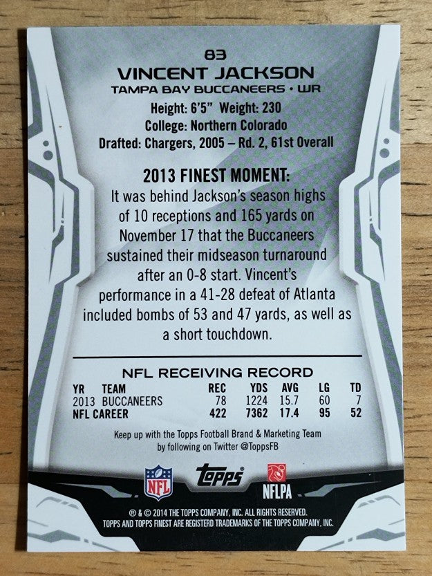 2014 Finest Xfractors #83 Vincent Jackson