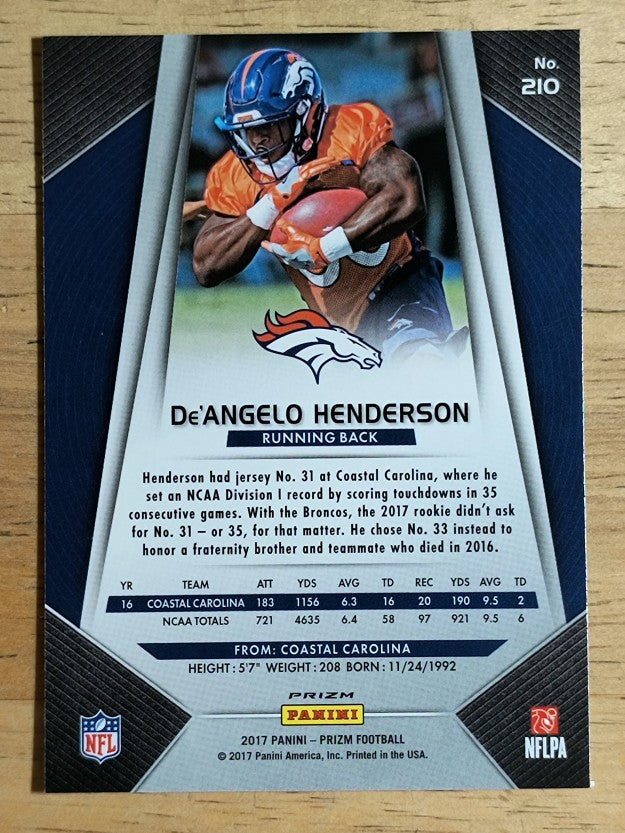 2017 Panini Prizm #210 De'Angelo Henderson RC