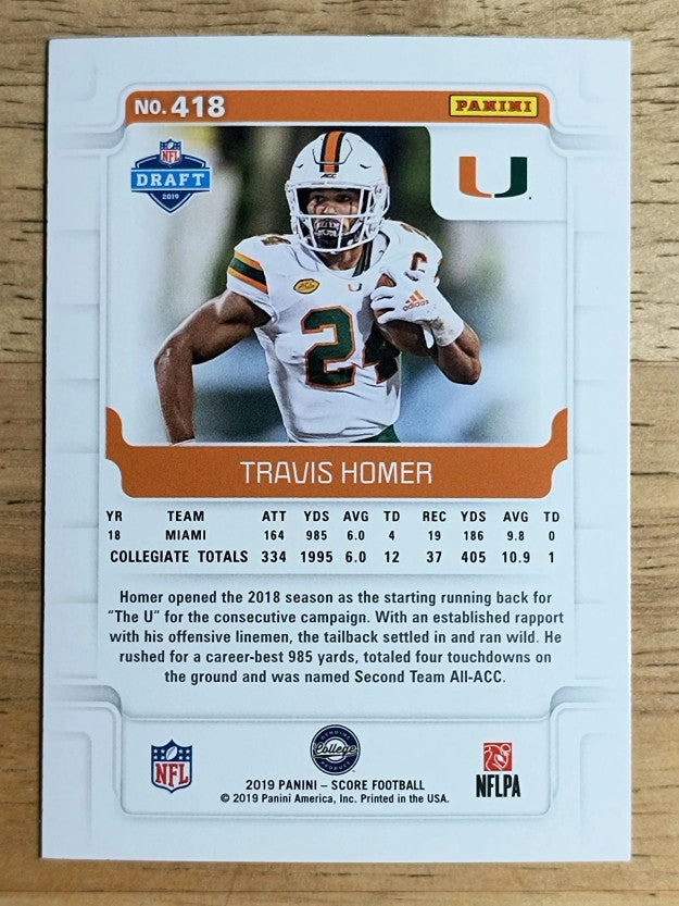 2019 Score #418 Travis Homer RC