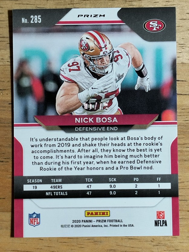2020 Panini Prizm Prizms No Huddle Blue #285 Nick Bosa