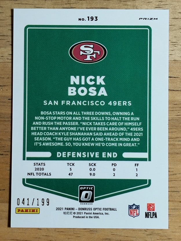 2021 Donruss Optic Orange #193 Nick Bosa