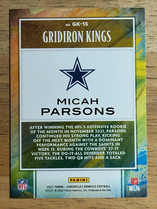 2021 Panini Chronicles Gridiron Kings #35 Micah Parsons