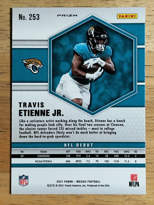 2021 Panini Mosaic Mosaic Reactive Blue #253 Travis Etienne Jr. DEB