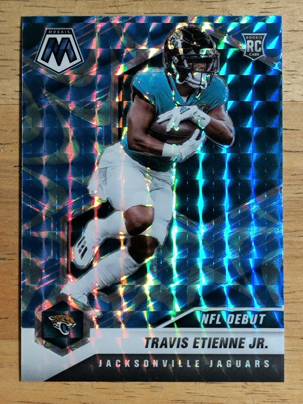 2021 Panini Mosaic Mosaic Reactive Blue #253 Travis Etienne Jr. DEB