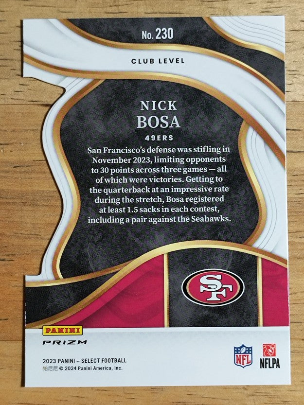 2023 Select Prizm Black and Gold Die Cut #230 Nick Bosa