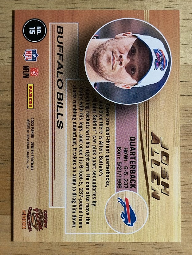 2023 Zenith Pacific Crown Collection #15 Josh Allen
