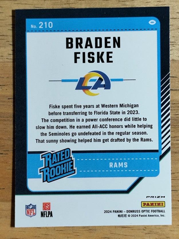 2024 Donruss Optic Holo #210 Braden Fiske RR