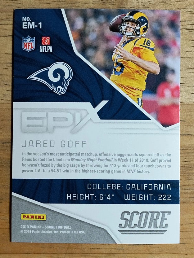 2019 Score Epix Moment #1 Jared Goff