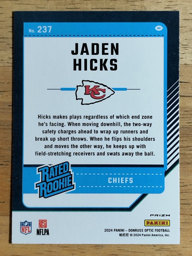 2024 Donruss Optic Holo #237 Jaden Hicks RR