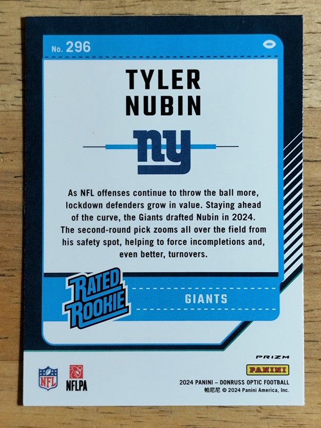 2024 Donruss Optic Holo #296 Tyler Nubin RR