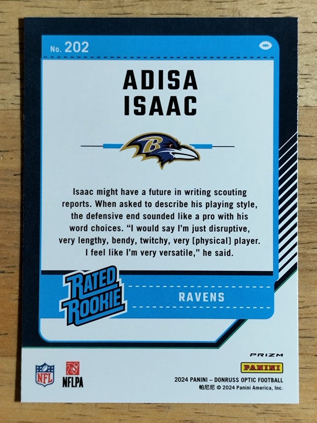 2024 Donruss Optic Pink #202 Adisa Isaac RR