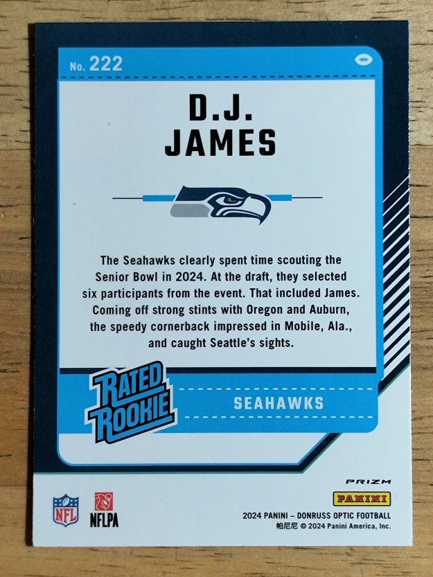 2024 Donruss Optic Pink #222 D.J. James RR