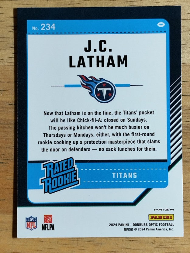 2024 Donruss Optic Pink #234 JC Latham RR