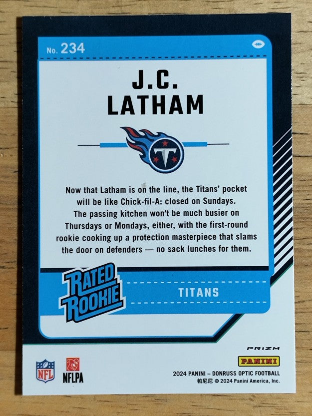 2024 Donruss Optic Pink #234 JC Latham RR
