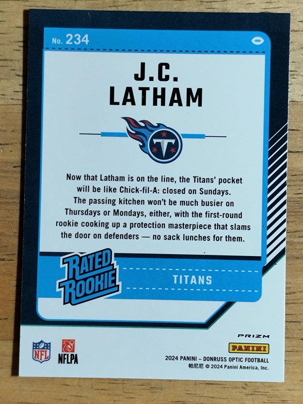 2024 Donruss Optic Pink #234 JC Latham RR
