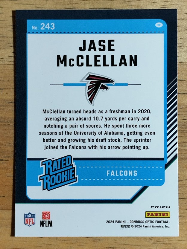 2024 Donruss Optic Pink #243 Jase McClellan RR