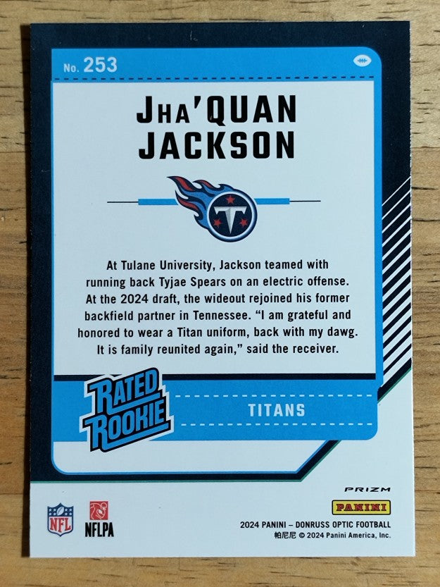 2024 Donruss Optic Pink #253 Jha'Quan Jackson RR
