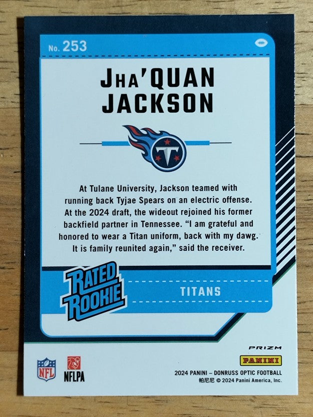 2024 Donruss Optic Pink #253 Jha'Quan Jackson RR