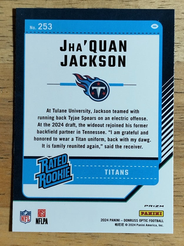 2024 Donruss Optic Pink #253 Jha'Quan Jackson RR