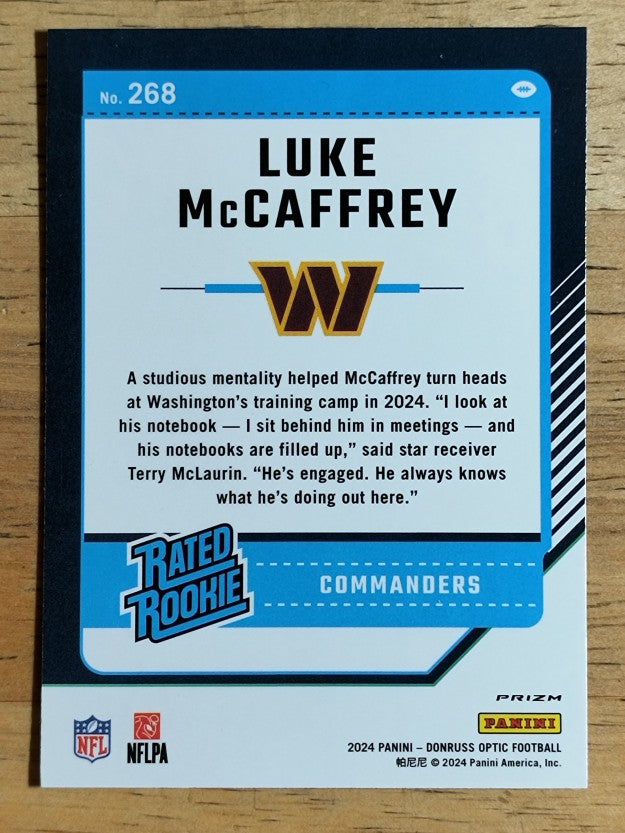 2024 Donruss Optic Pink #268 Luke McCaffrey RR