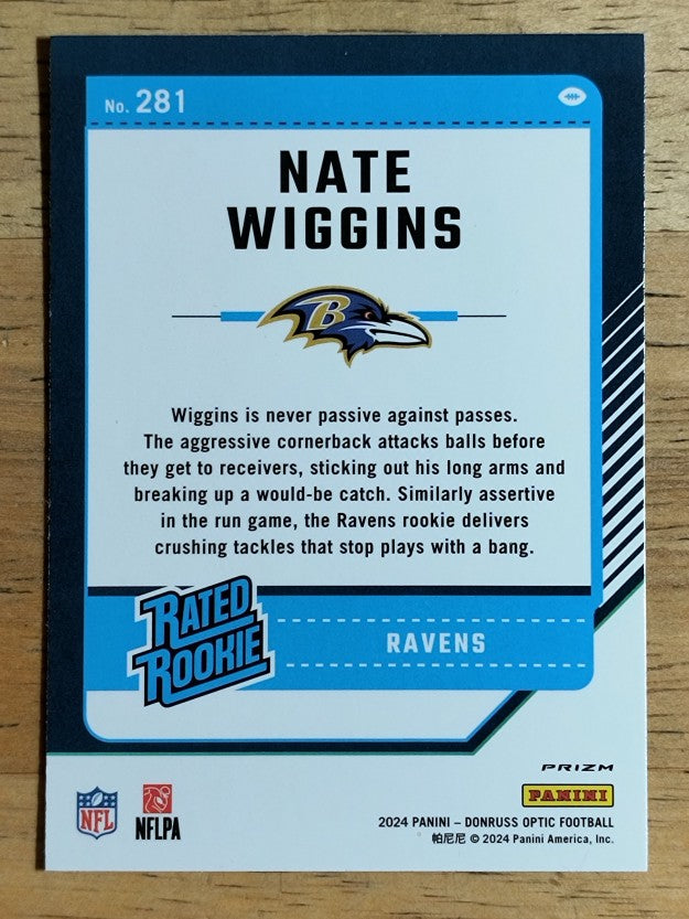 2024 Donruss Optic Pink #281 Nate Wiggins RR