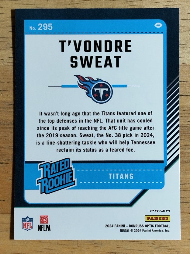 2024 Donruss Optic Pink #295 T'Vondre Sweat RR
