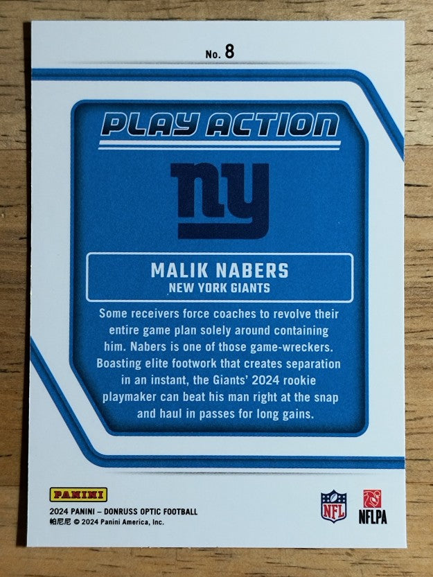 2024 Donruss Optic Play Action #8 Malik Nabers