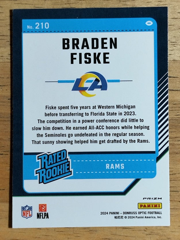 2024 Donruss Optic Purple Shock #210 Braden Fiske RR
