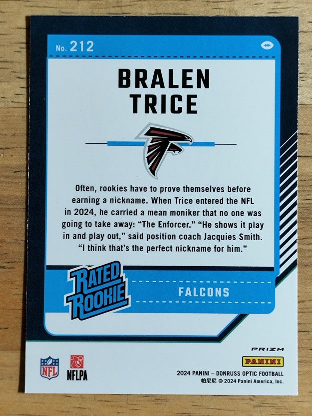 2024 Donruss Optic Purple Shock #212 Bralen Trice RR