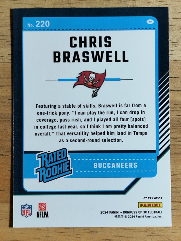 2024 Donruss Optic Purple Shock #220 Chris Braswell RR (NM)