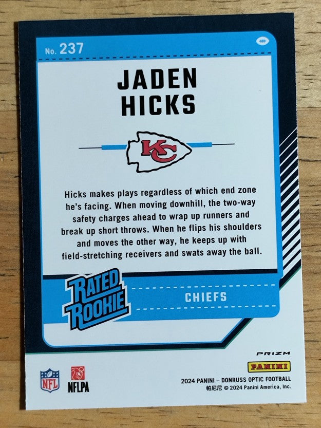 2024 Donruss Optic Purple Shock #237 Jaden Hicks RR