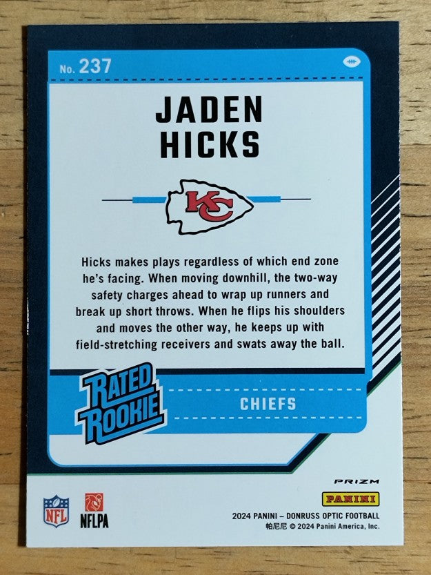 2024 Donruss Optic Purple Shock #237 Jaden Hicks RR